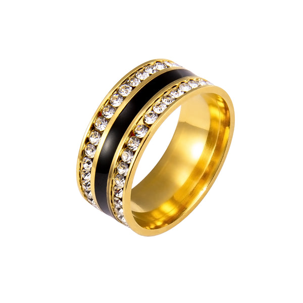 Men's tie accessories gold black tie rings with imitation diamond