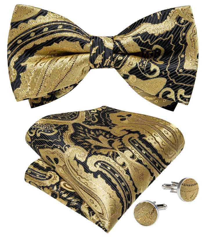black gold paisley mens silk formal bow tie