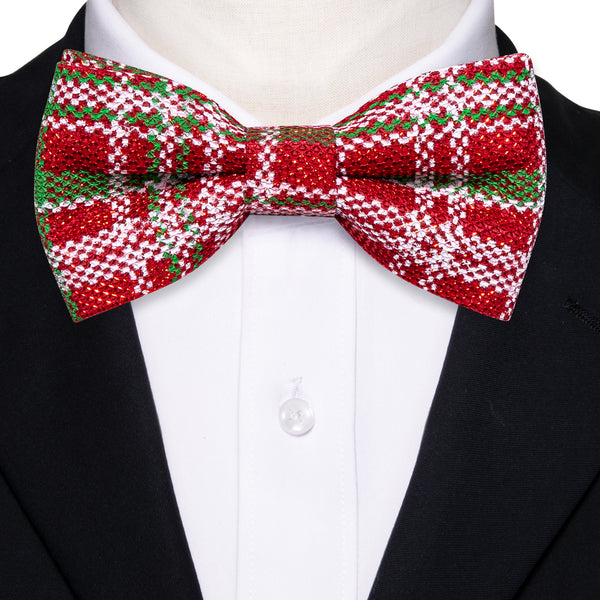 Christmas Red Green Plaid Men's Pre-tied Bowtie