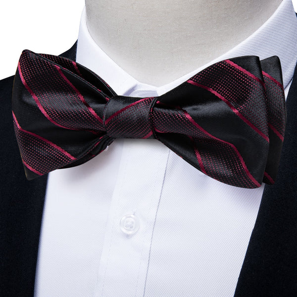 striped black and red bow tie
