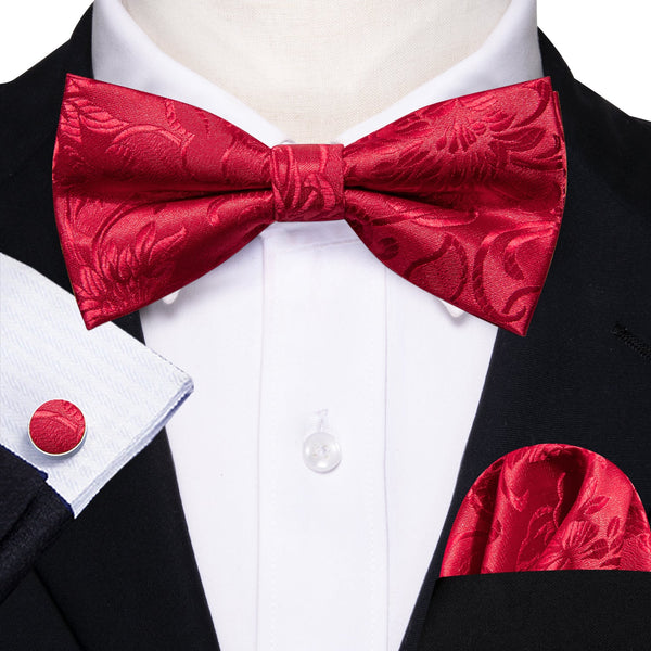 red bowtie black suit