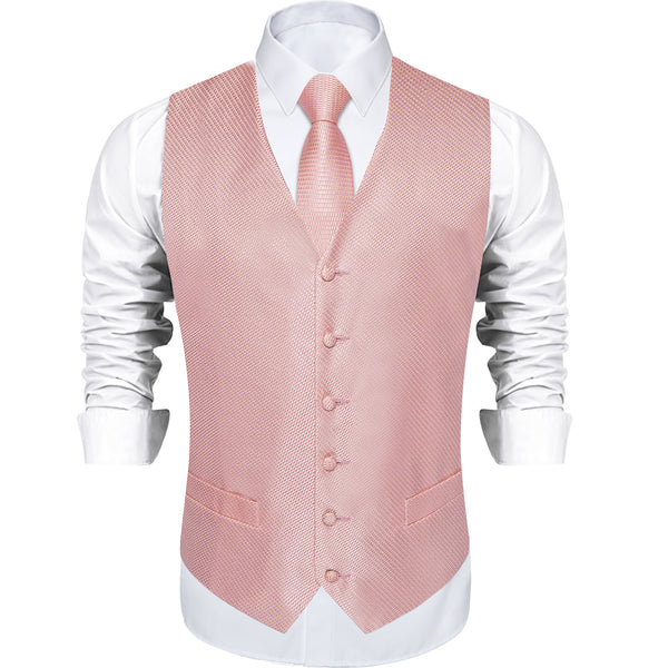 Ties2you Pink Vest for Mens Polka Dot Vest Tie Hanky Cufflinks Set Waistcoat Suit Set