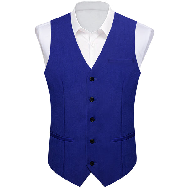 Klein Blue Solid Silk Men's Classic Vest