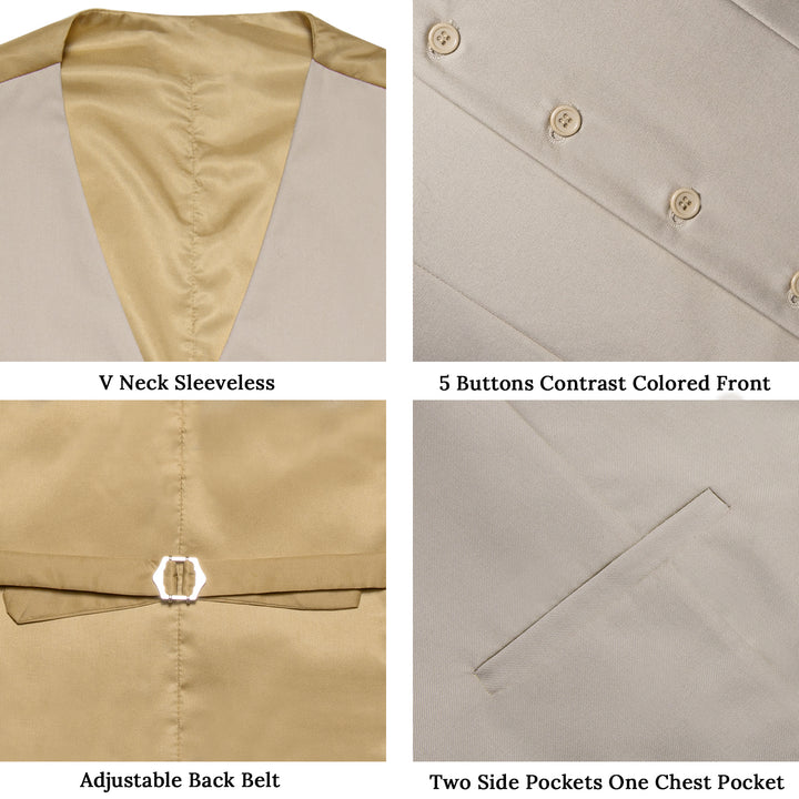 Champagne Solid Silk Men's Classic Vest