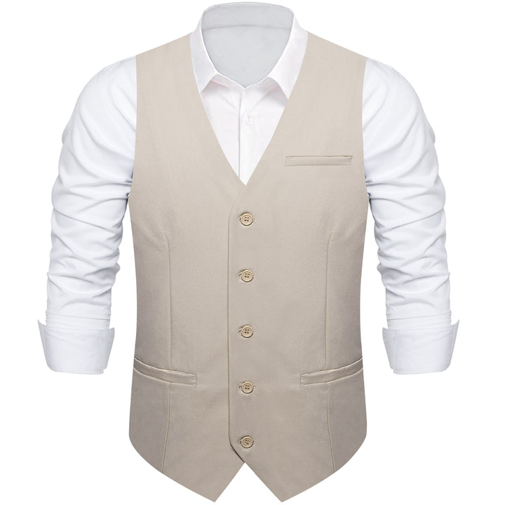 Champagne Solid Silk Men's Classic Vest