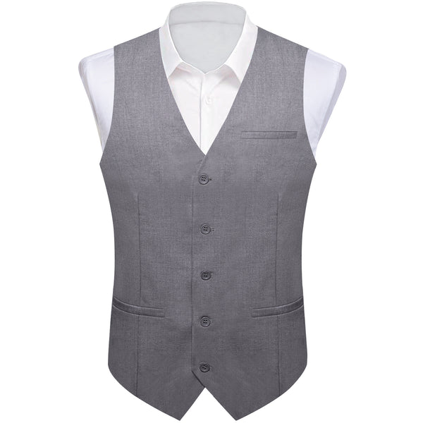 Grey Solid Silk Men's Classic Vest