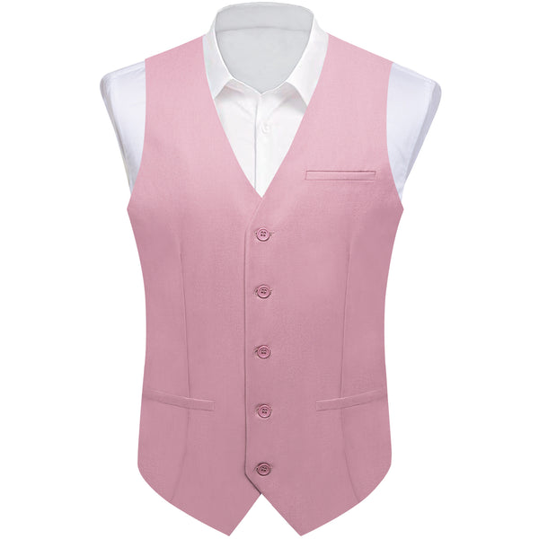Pink Solid Silk Men's Classic Vest