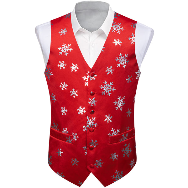 Christmas Red Snowflake Novelty Splicing Jacquard Men's Vest