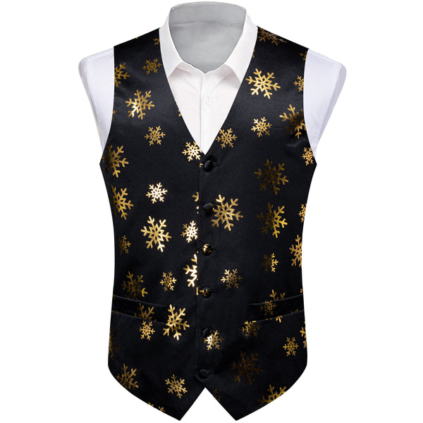 Christmas Black Snowflake Novelty Splicing Jacquard Men's Vest