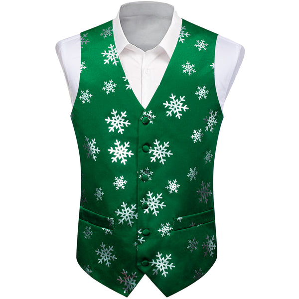 Christmas Green Snowflake Novelty Splicing Jacquard Men's Vest