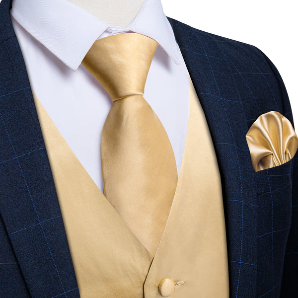 Satin Champagne Solid Men's Vest Tie Set