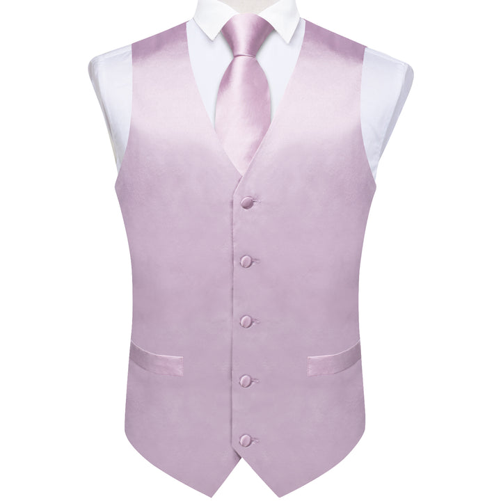 Satin Light Purple Pink Solid Men's Vest