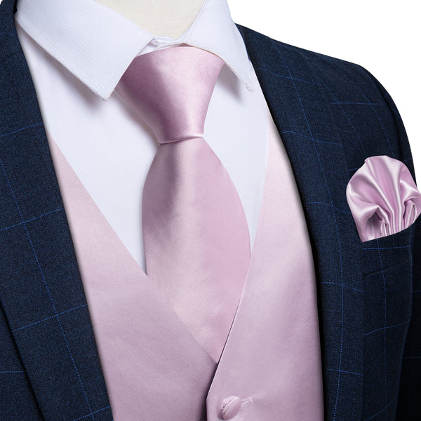 Satin Light Purple Pink Solid Men's Vest Tie Set