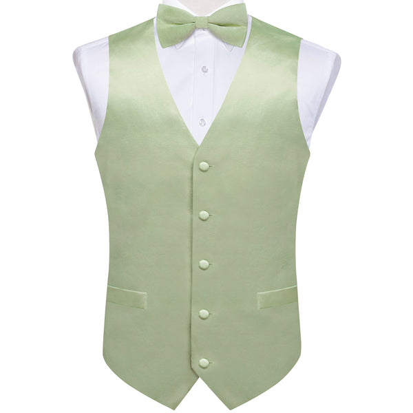 Satin Light Green Solid Men's Vest Bowtie Set