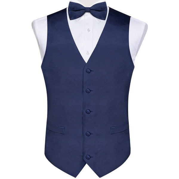 Ties2you Vest for Men Satin Royal Blue Solid Men's Vest Bow Tie Set