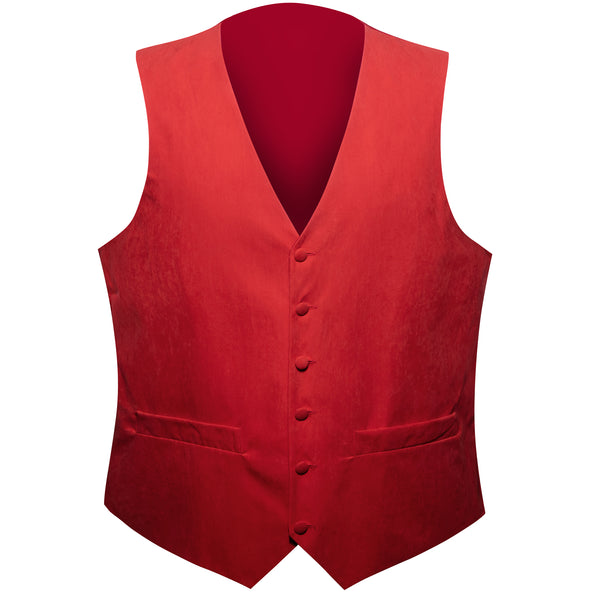 Classic Red Solid Splicing Jacquard Men's Vest