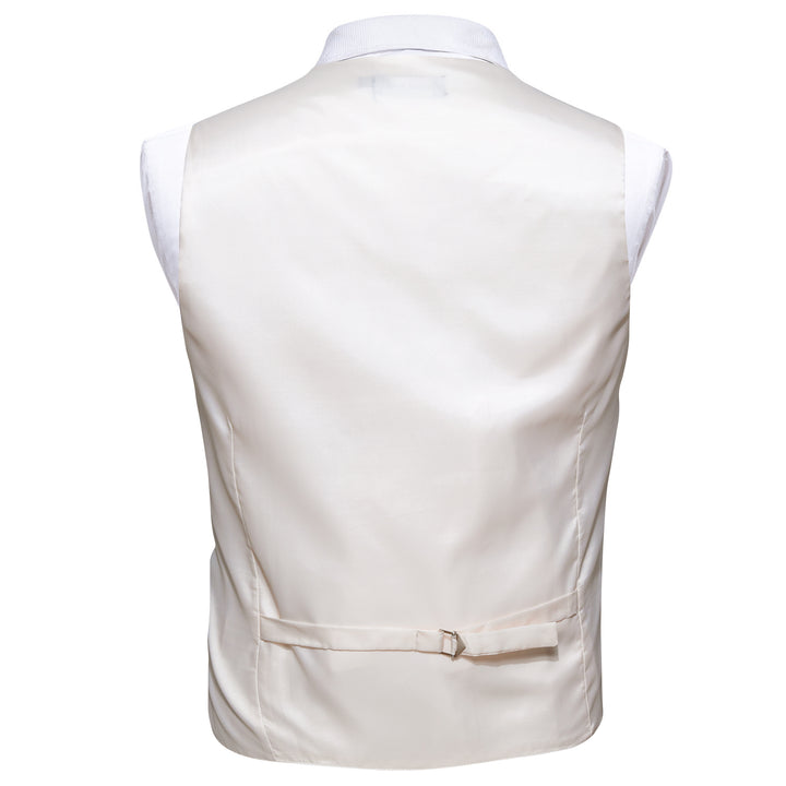 Champagne White Solid Splicing Jacquard Men's Vest