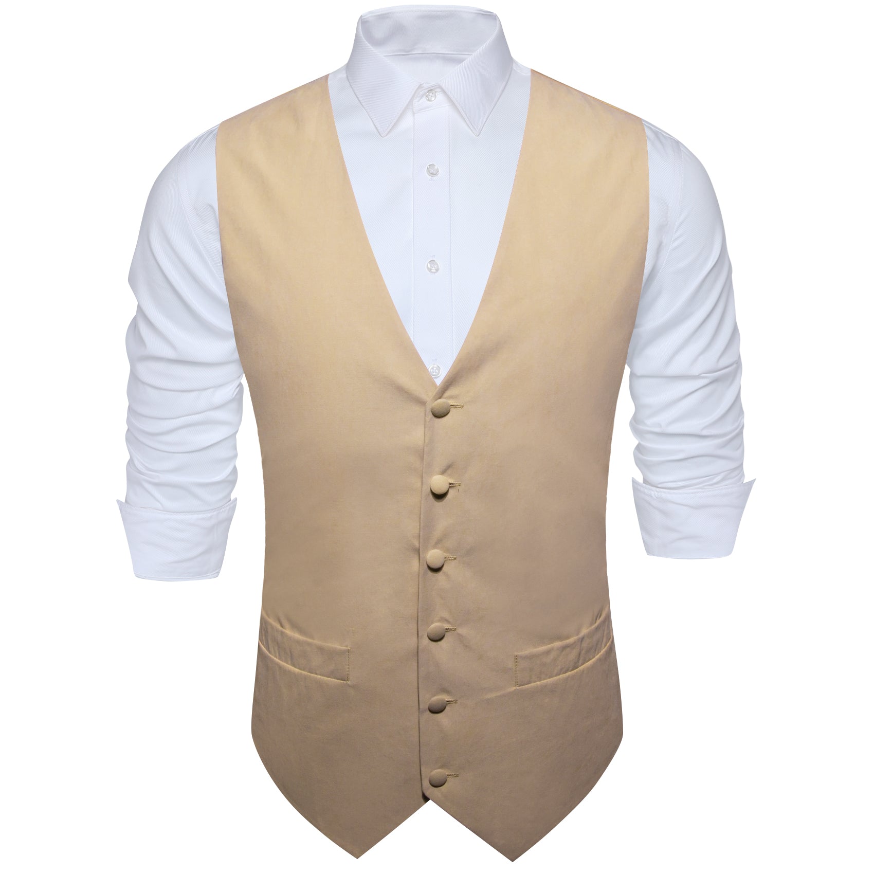 Khaki Brown Solid Splicing Jacquard Men's Vest – ties2you
