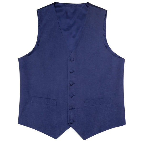 Royal Blue Solid Splicing Jacquard Men's Vest