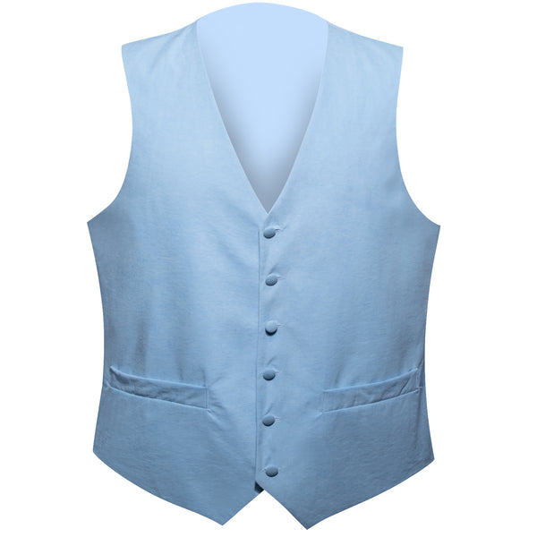 Sky Blue Solid Splicing Jacquard Men's Vest