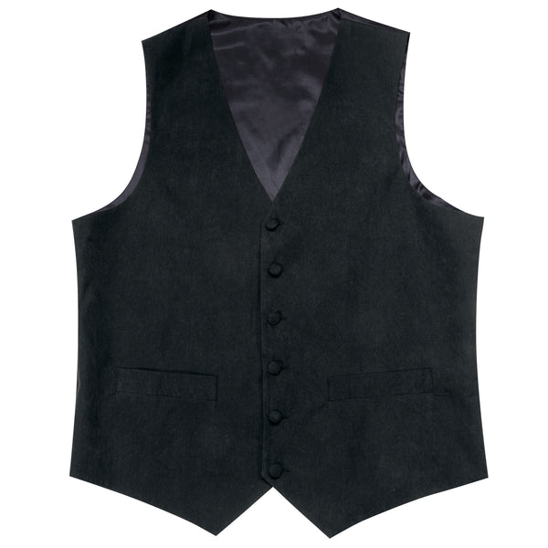 Dark Black Solid Splicing Jacquard Men's Vest