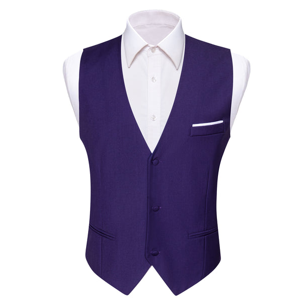 Cadbury Purple Solid Silk Men's V-Neck Business Vest
