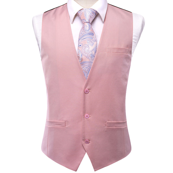 Pink Cotton Solid Splicing Jacquard Men's Vest