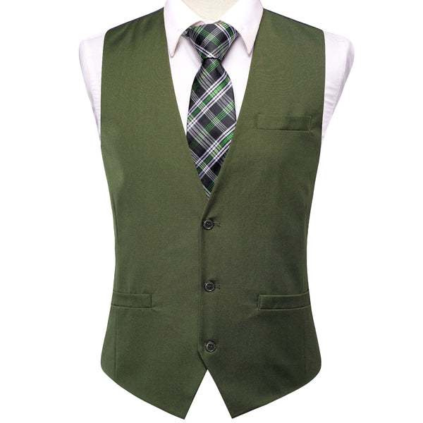 Green Cotton Solid Splicing Jacquard Men's Vest
