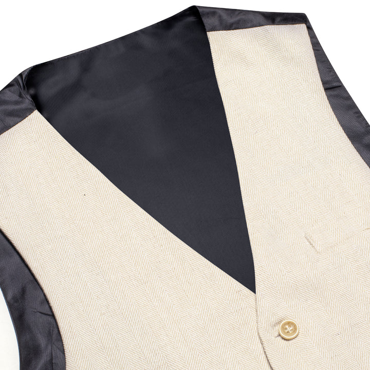 Champagne Solid Wool Splicing Jacquard Men's Vest
