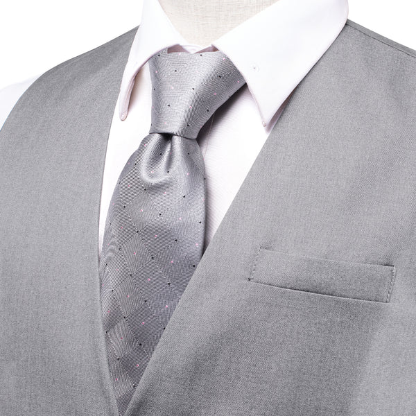Grey Solid Splicing Jacquard Men's Vest