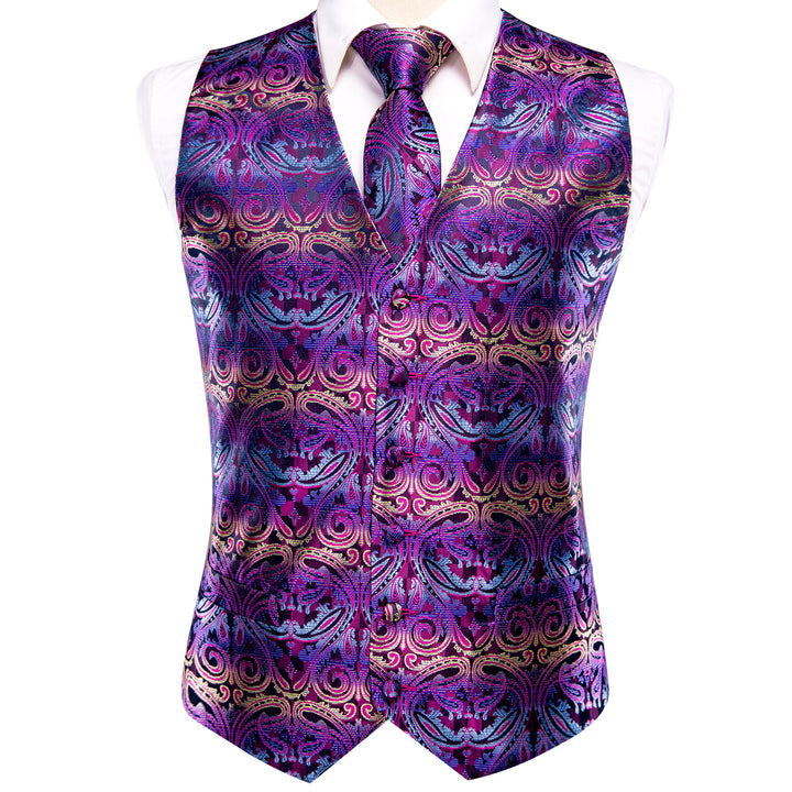 purple yellow paisley silk vests for men sale