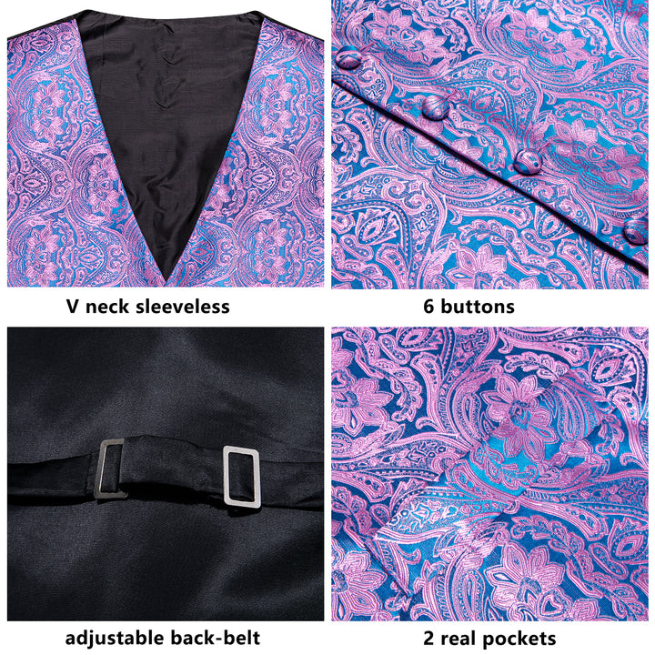Blue Purple Paisley vest for men outfits