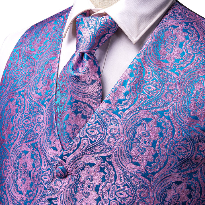 Blue Purple silk mens wearhouse vest