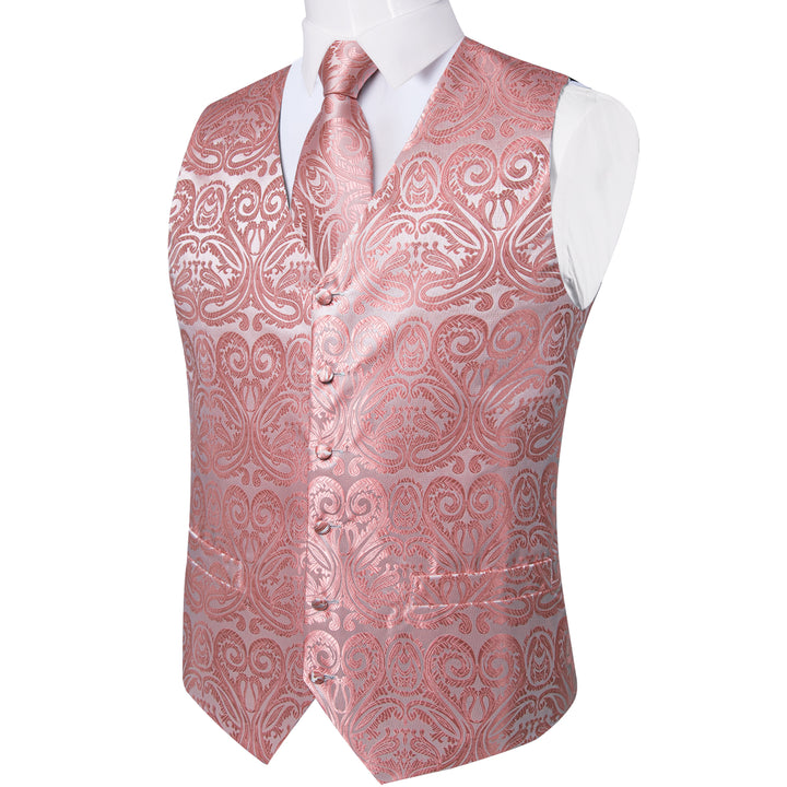 Pink Paisley Jacquard Silk vest for men nearby