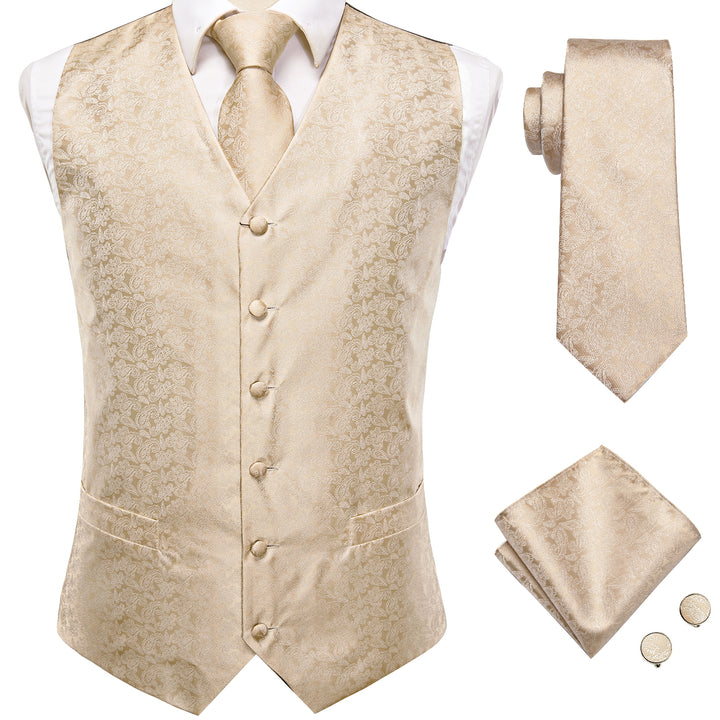 Paisley Waistcoat Champagne Vest and Tie