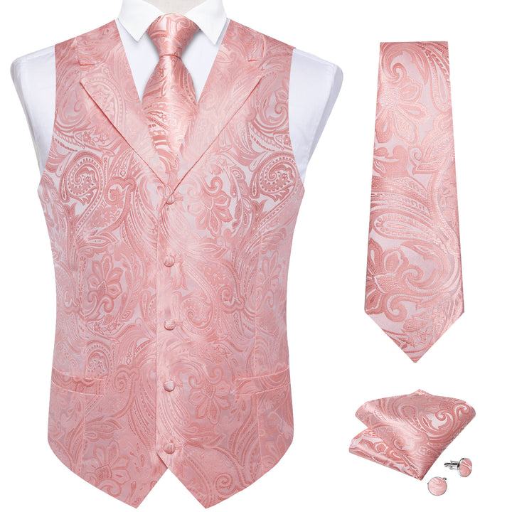 Baby Pink Paisley Men's Collar Vest