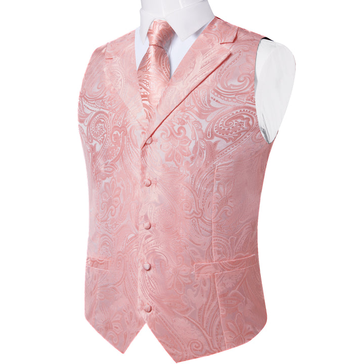 Baby Pink Paisley Men's Collar Vest