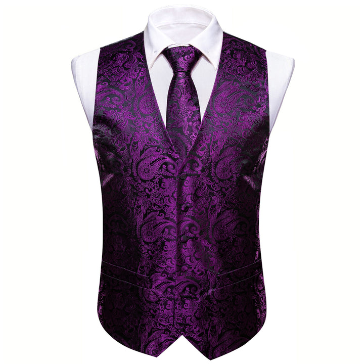 Deep Purple Paisley Silk men fashion vest