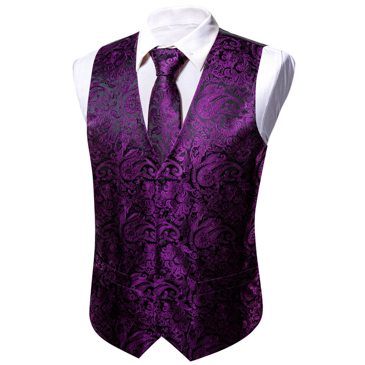 Deep Purple Paisley Silk mens vest top