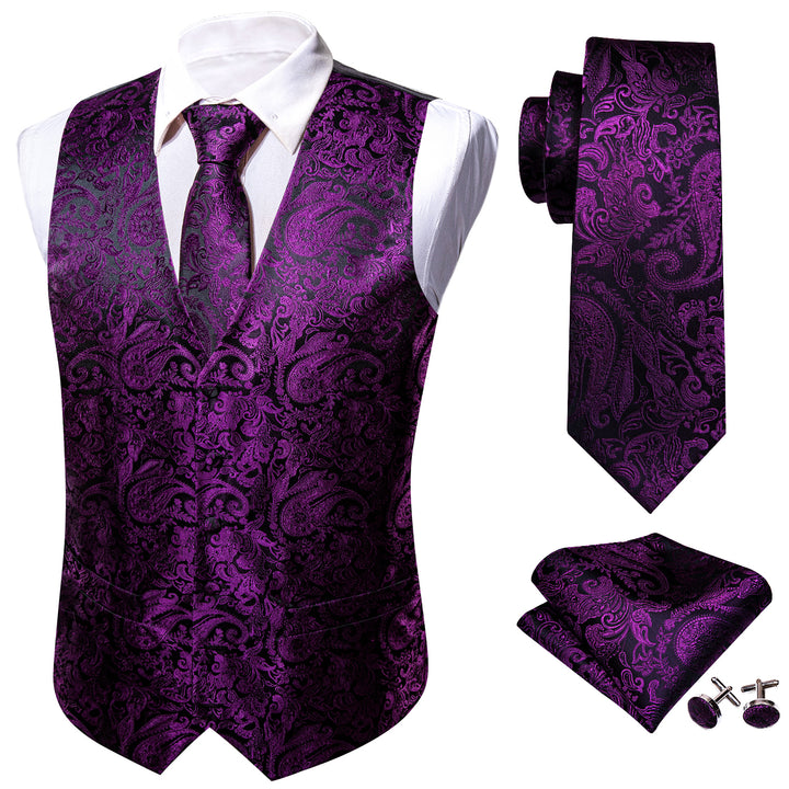 Deep Purple Paisley Silk mans vest