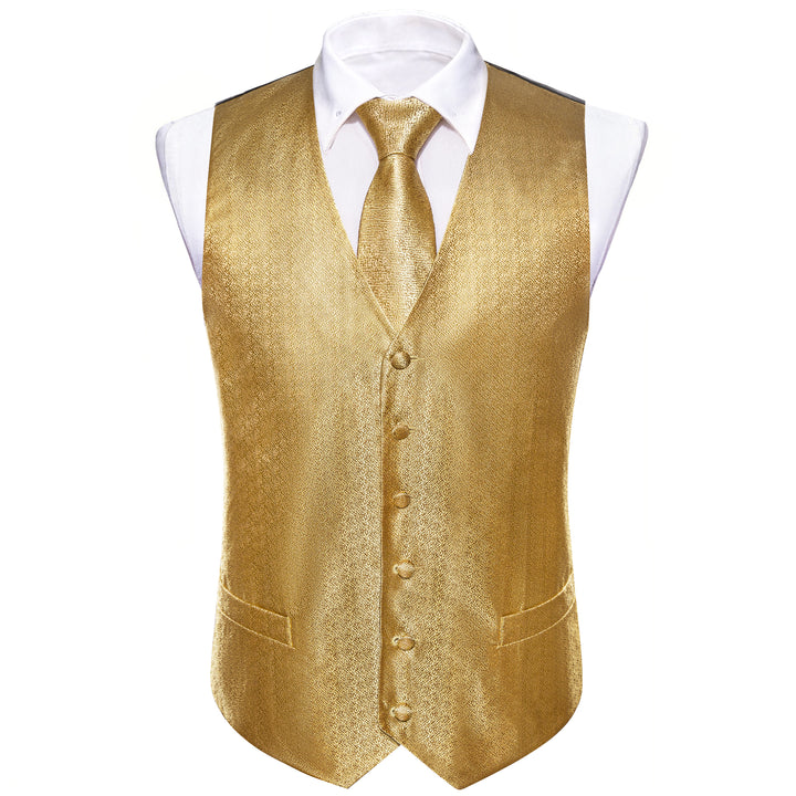 Golden Woven Solid Silk dressy vest for men