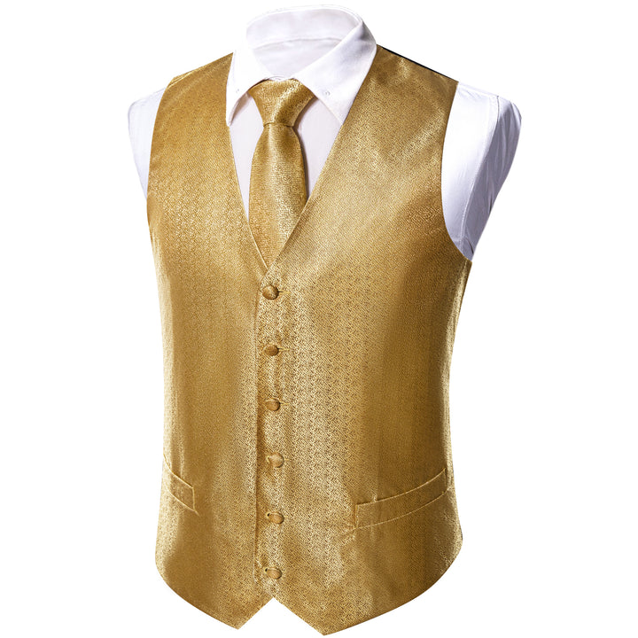 Golden Woven Solid Silk prom outfits men vest