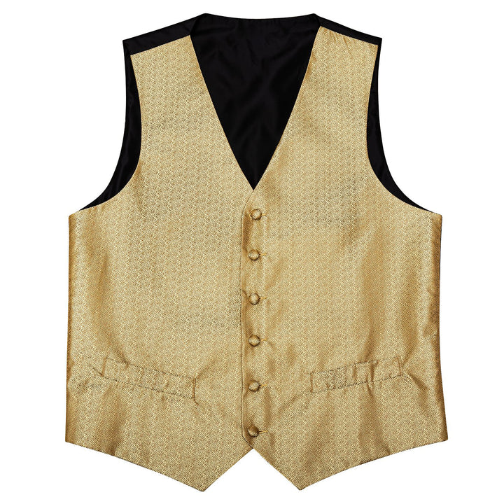 Golden Woven Solid Silk mens suit vest styles