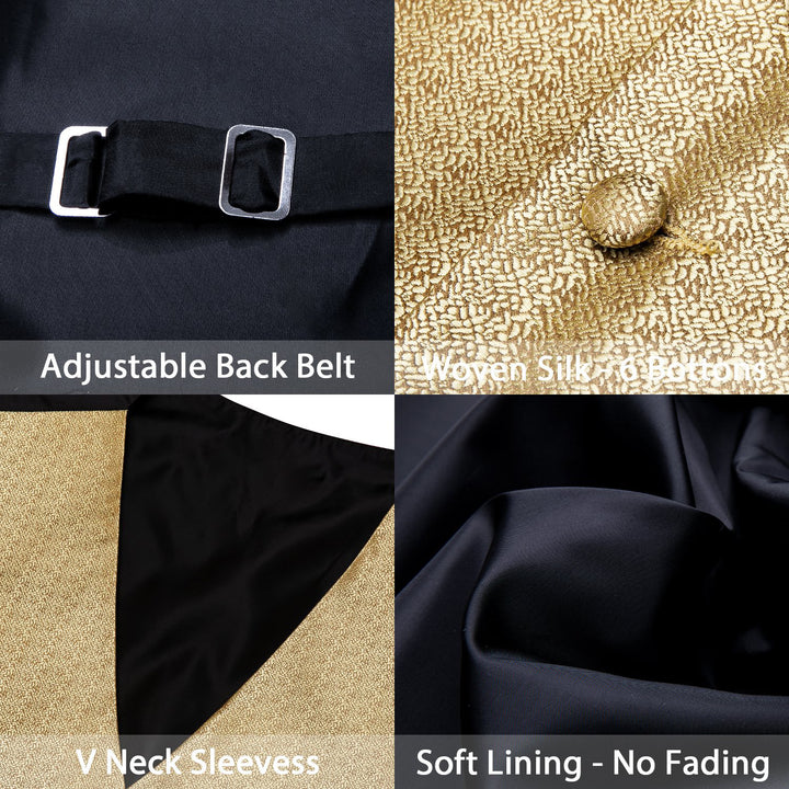 Golden Woven Solid Silk men's vest jacket suit