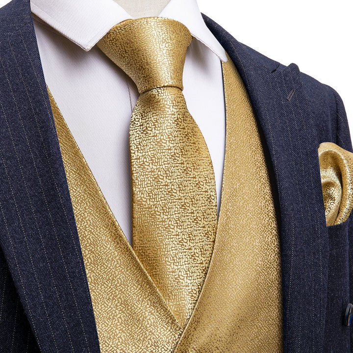 grey suit and vest of gold Solid mens silk vest