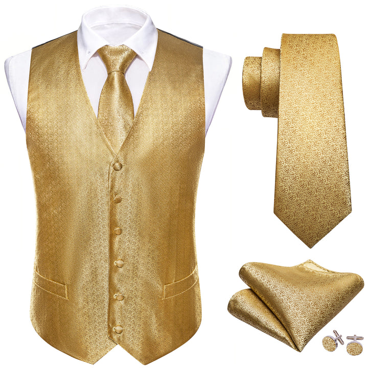 Golden Woven Solid Silk Men's dressing vests