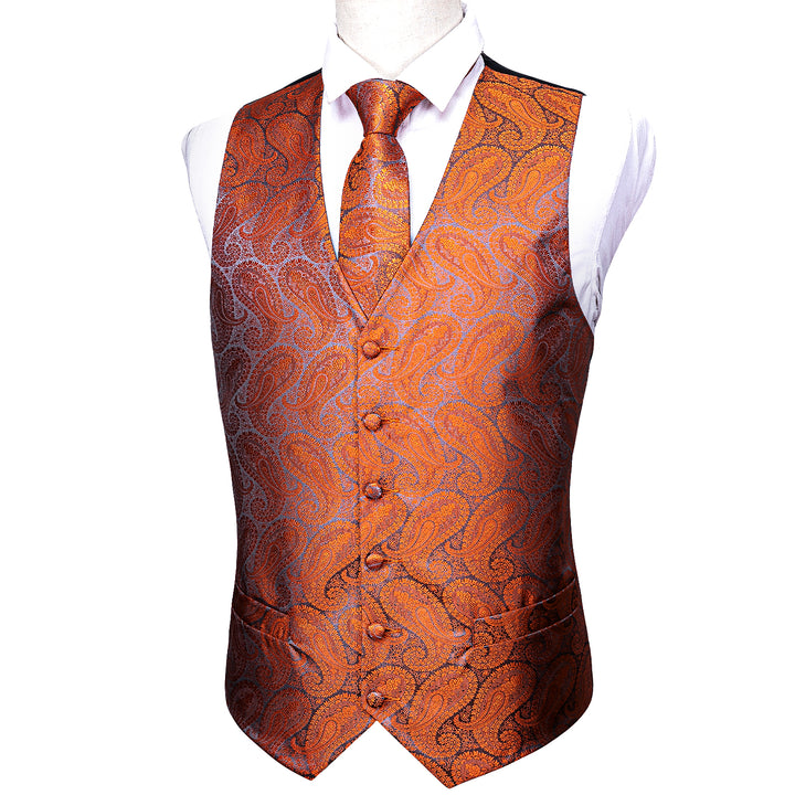 Orange Paisley Silk cheap mens vest