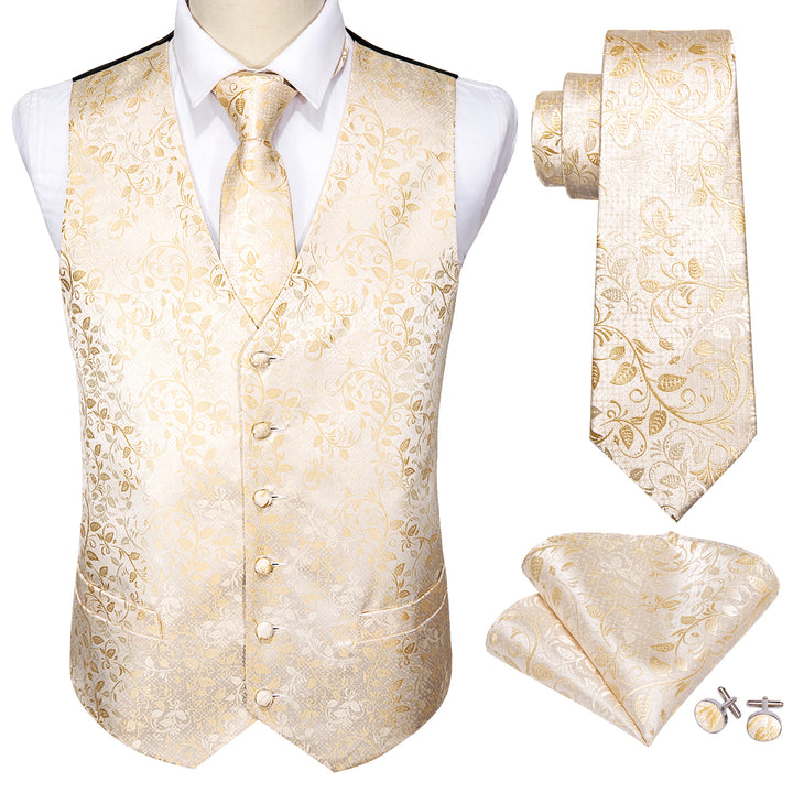  Champagne Floral Jacquard Silk mens business vest