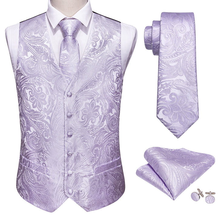 Purple Paisley Jacquard Silk men's vests casual