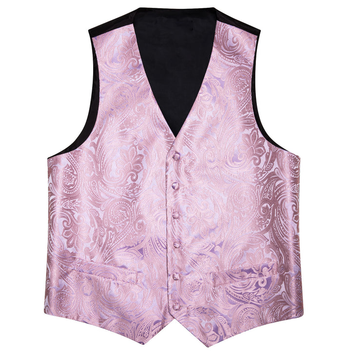 Baby Pink Paisley Jacquard Silk Men's Vest